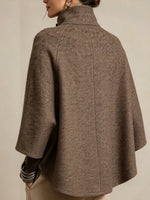 Elegant High-neck Tweed Cape Coat