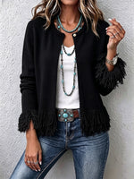 Stylish And Elegant Knit Cardigan With 3d Floral Appliqués.