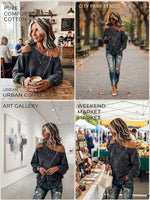 Edgy Chic Asymmetric Cold-shoulder Zipper Pure Cotton Sweatshirt
