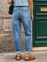 Chic Button-Accented Pocket Denim Jeans
