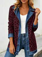Chic Leopard Print and Denim Patchwork Jacket