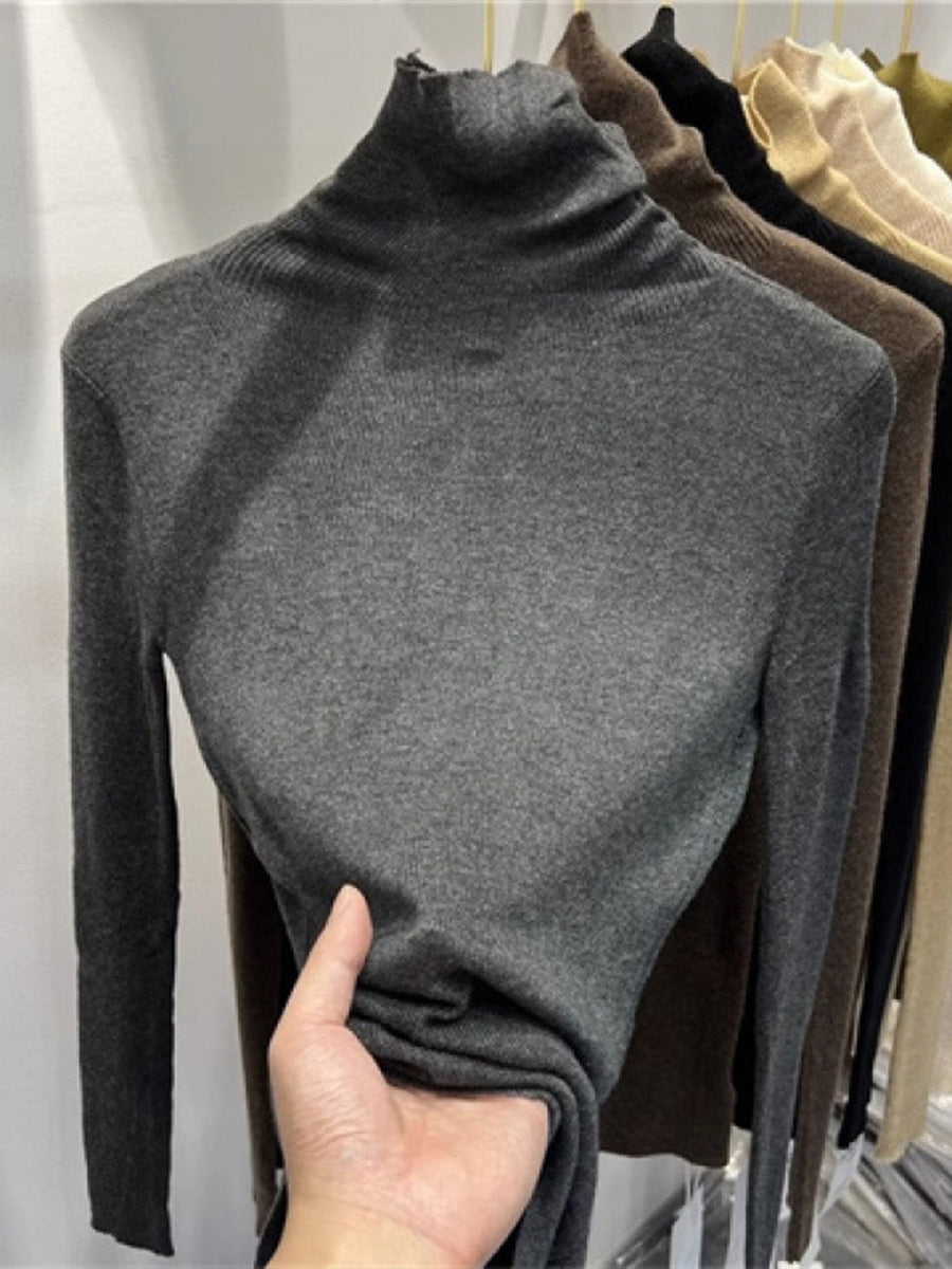 Classic, Versatile, Slim-fit High-neck Knit Top