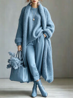 Cozy Imitation Cashmere Open-front Knit Long Cardigan