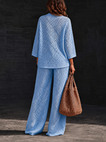 Comfortable And Casual Cotton Crochet Two-piece Set