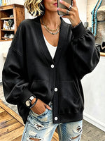 Cozy Chic Oversized V-neck Button-down Cardigan