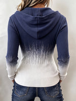 Chic Ombré Dip-Dye Hooded Knit Top