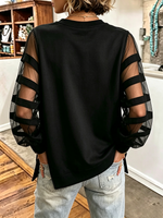 Elegant Black Mesh Panelled Sweatshirt