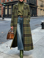 Long Green Plaid Coat