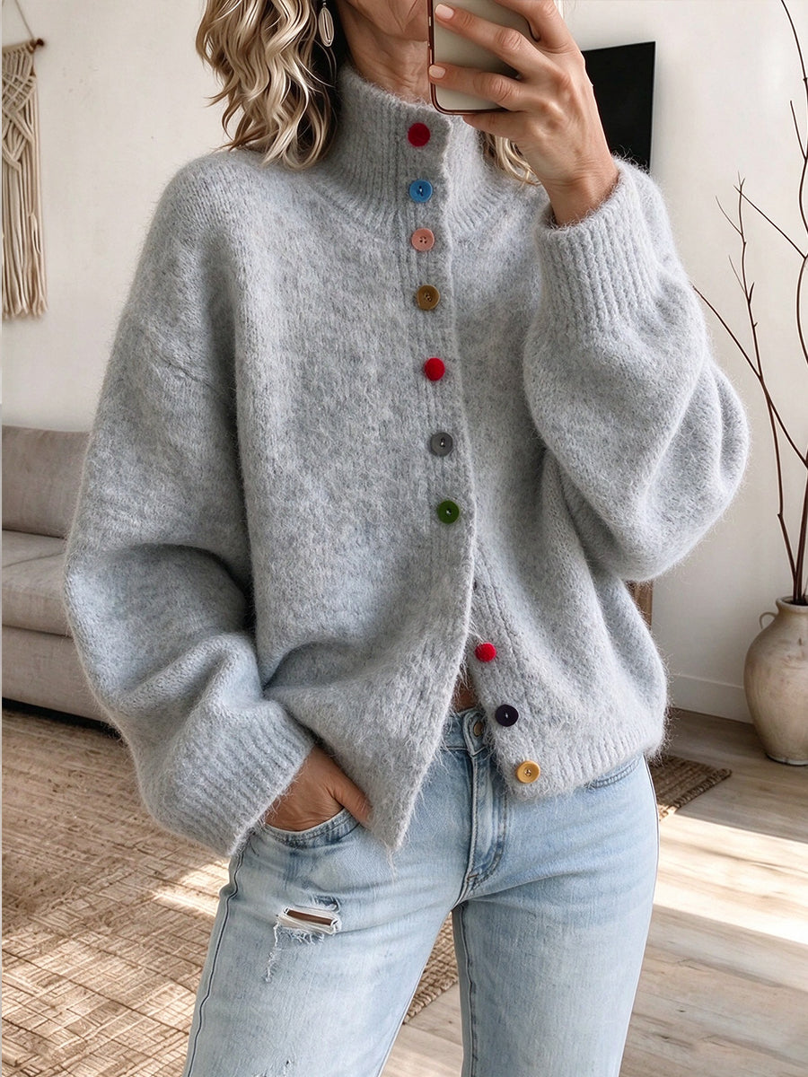 Cozy Multi-Color Button Knit Cardigan