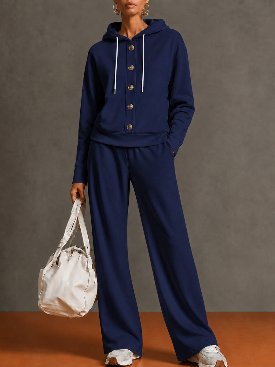 Casual Hooded Sweatshirt Two-piece Set