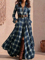 Retro Plaid Asymmetrical Slim-fit Dress