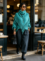 Bohemian Chic Elegant Fringe Turtleneck Sweater