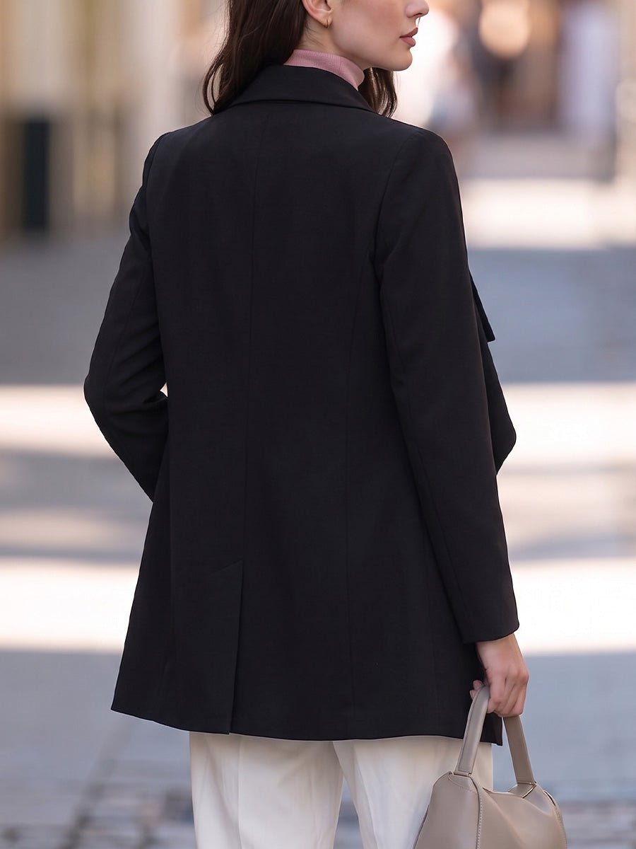 Women's Solid Color Waterfall Collar Long-sleeved Casual Loose Cardigan Jacket