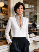 Elegant Formal Sparkling Embellished Blouse
