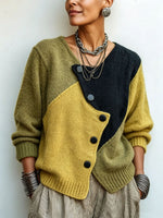 Artisti Cozy Asymmetric Color-block Knit Sweater