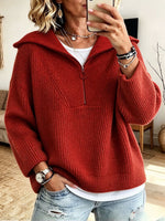 Casual Stylish Half-zip Ribbed Knit Sweater