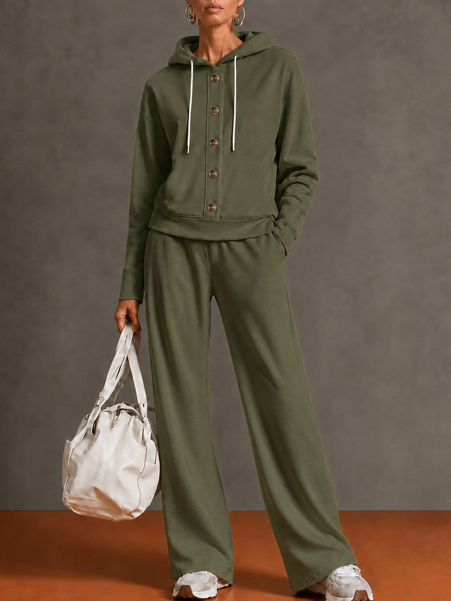 Casual Hooded Sweatshirt Two-piece Set