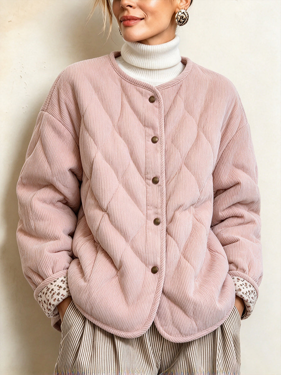 Casual Quilted Corduroy Jacket