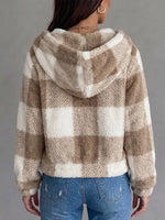 Plaid Plush Zip-up Hoodie