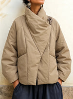 Contemporary Draped Asymmetric Puffer Jacket