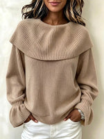 Off-the-shoulder Knit Sweater With Ruffles And Flared Sleeves