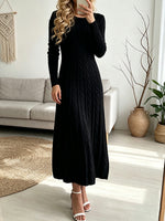 Cozy Long-sleeve Cable-knit Maxi Dress