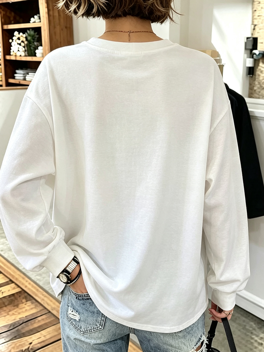 Chic Color-block Asymmetric Ruffle Hem Sweatshirt