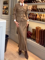 Vintage-style Houndstooth Wool-blend Tweed Jacket