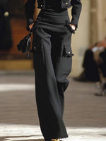 Casual Black Trousers With Tassels