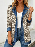Chic Leopard Print and Denim Patchwork Jacket