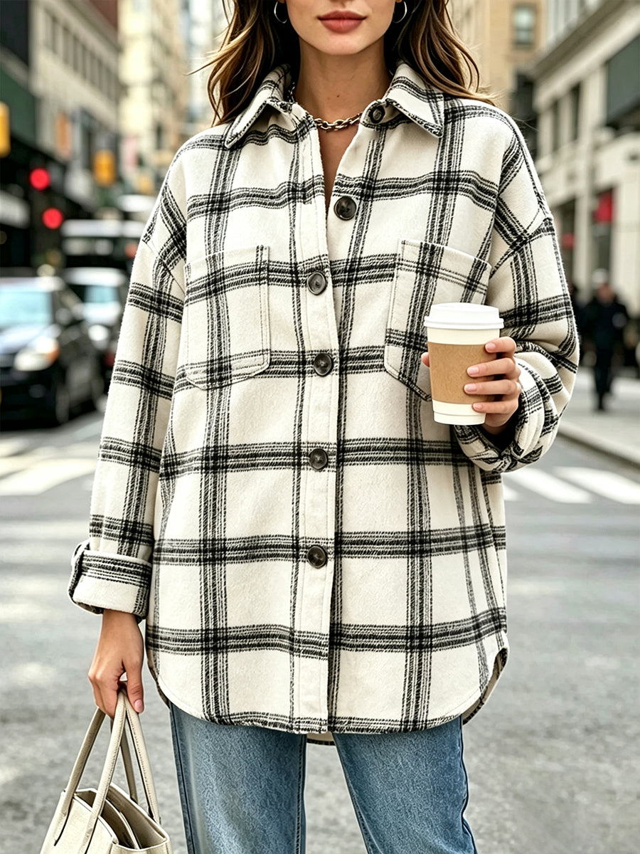 Casual Loose Plaid Shirt-jacket