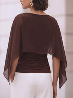 Women's Solid Color Round Neck Cape-style Slim Top