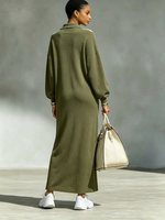 Casual Sporty Stripe Zipper Midi Sweatshirt Dress