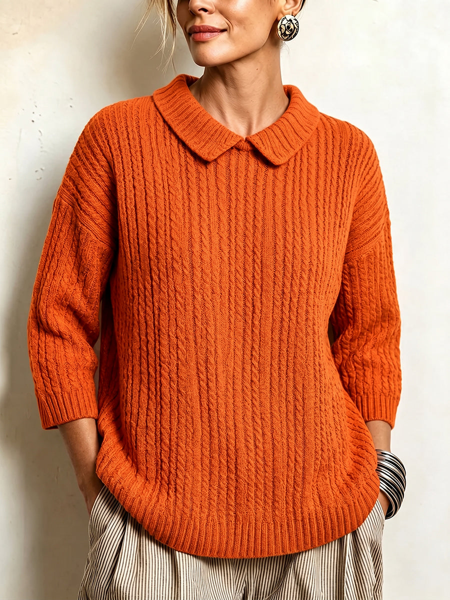 Cozy Cable-Knit Collared Sweater