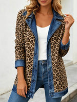 Chic Leopard Print and Denim Patchwork Jacket