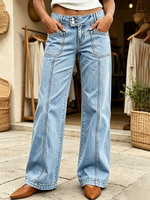 Chic Casual Stretch Denim Wide-leg Pants