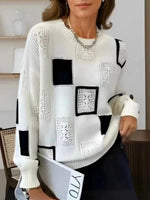 Women's Round Neck Long-sleeved Casual Loose Pullover Knit Sweater