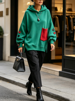 Artistic Color-Block RelaxedLoose-Fit Hoodie