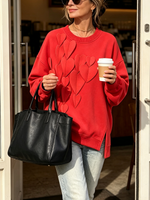 Cozy Stylish 3d Heart Red Oversized Sweatshirt