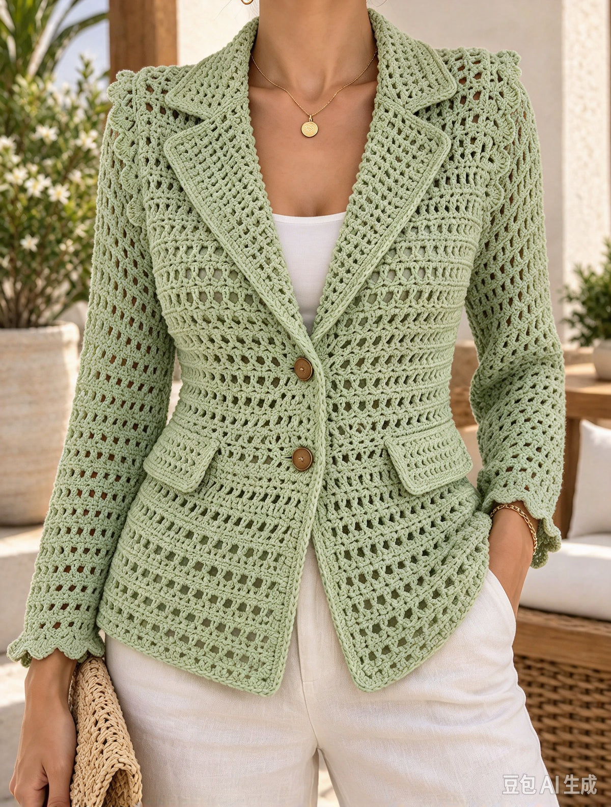 Crochet Open-knit Blazer