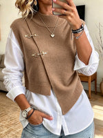 Chic Knit Vest And White Shirt Two-piece Set