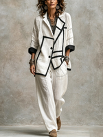 Modern Geometric Asymmetrical Black And White Jacket