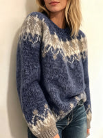 Casual Fair Isle-style Crew-neck Knit Sweater
