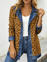 Chic Leopard Print and Denim Patchwork Jacket