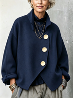 Casual Asymmetrical Wool Blend Jacket