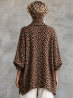 Boho Luxury Leopard Print Asymmetric Button Top