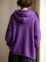 Chic Purple Asymmetric Oversized Hooded Chunky Knit Sweater