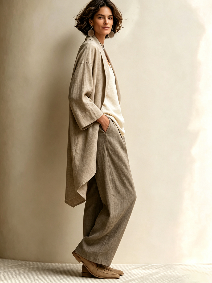 Bohemian Style Casual Cotton And Linen Three-piece Set