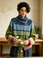 Cozy Gradient Striped Turtleneck Knit Sweater