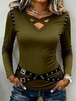 Edgy Stylish Criss-cross Long-sleeve Top